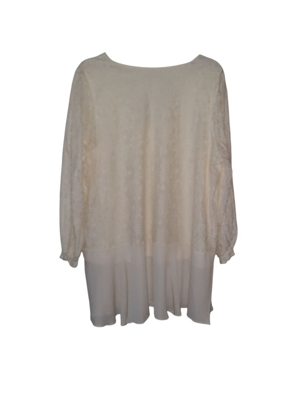 Roamans Long Sleeve Ivory Blouse Size 2X (26/28) - Picture 3 of 7